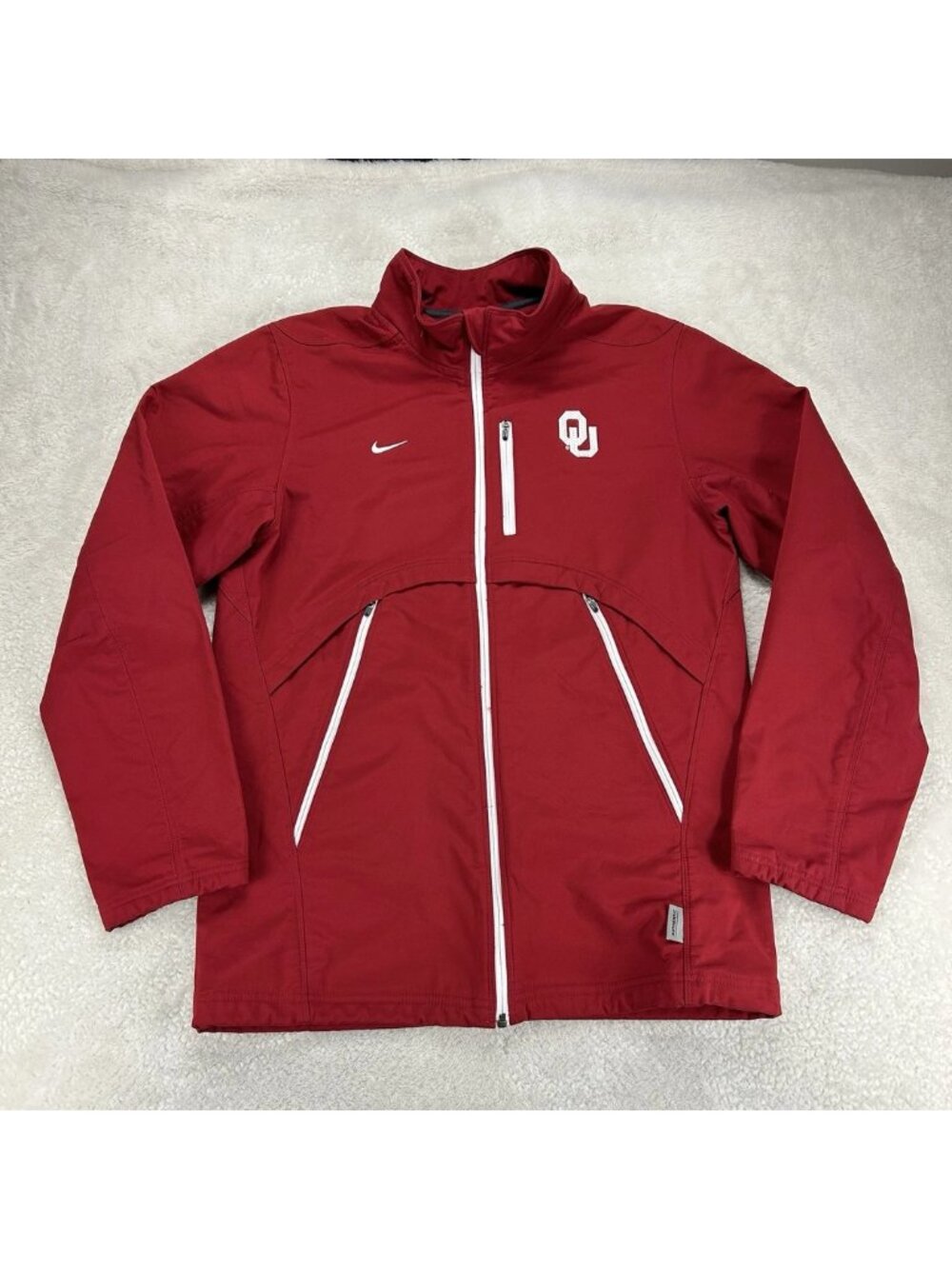 Nike OU Sooners Softshell Jacket Mens Small Red Full Zip‎ Athletic Pockets